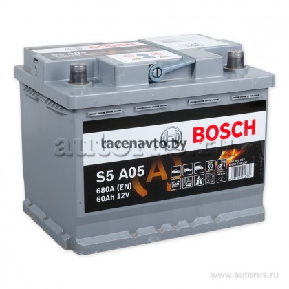 Аккумулятор BOSCH Start-stop AGM 60 А/ч обратная R+ 242x175x190 EN680 А
